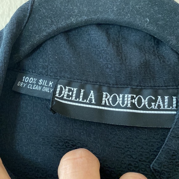 100%silk women’s long sleeve button down beaded black  size 8 - Picture 13 of 17